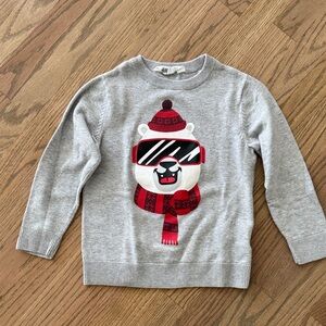 H&M Light Gray Sweater with Bear in Sunglasses 100% Cotton